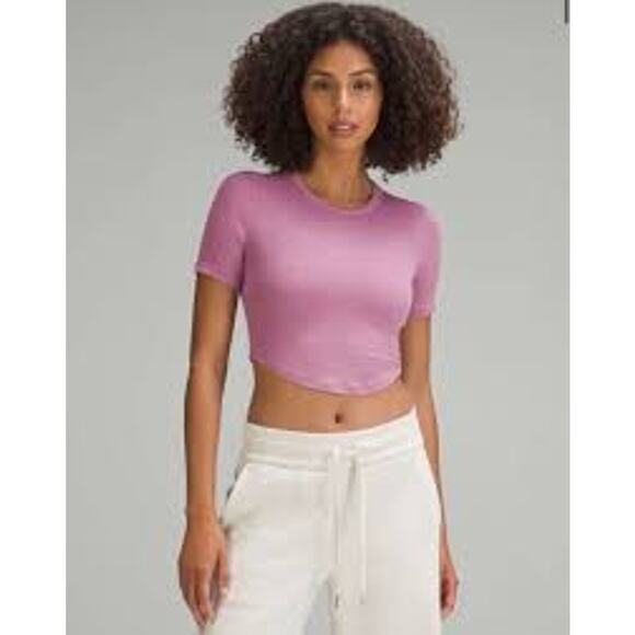 Lululemon Hold Tight Cropped T-Shirt Velvet Dust, Womens Sz 2 - Picture 1 of 9